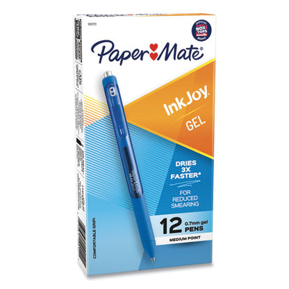 Paper Mate InkJoy Gel Pen, Retractable, Medium 0.7 mm, Blue Ink, Blue Barrel, Dozen 1951721