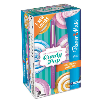 Paper Mate Flair Candy Pop Porous Point Pen, Stick, Medium 0.7 mm, Assorted Ink and Barrel Colors, 36-Pack 1984556