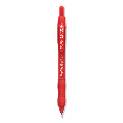 Paper Mate Profile Gel Pen, Retractable, Medium 0.7 mm, Red Ink, Translucent Red Barrel, Dozen 2095463