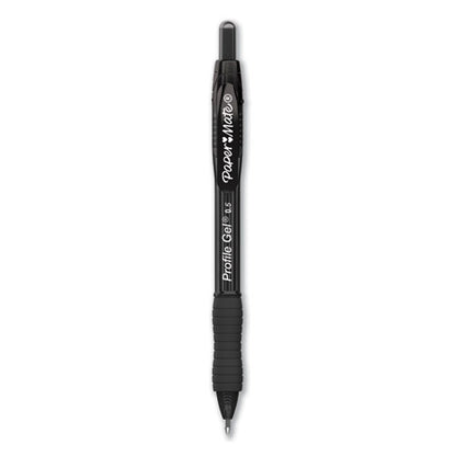 Paper Mate Profile Gel Pen, Retractable, Fine 0.5 mm, Black Ink, Translucent Black Barrel, Dozen 2095468