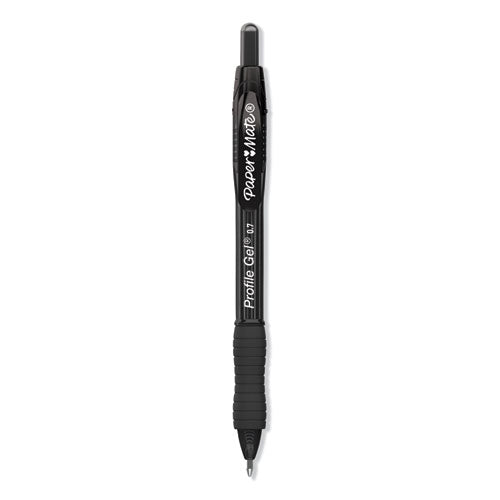 Paper Mate Profile Gel Pen, Retractable, Medium 0.7 mm, Black Ink, Translucent Black Barrel, 36-Pack 2095473