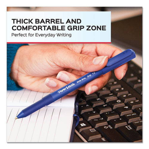 Paper Mate Write Bros. Grip Ballpoint Pen, Stick, Medium 1 mm, Black Ink, Black Barrel, Dozen 2124509