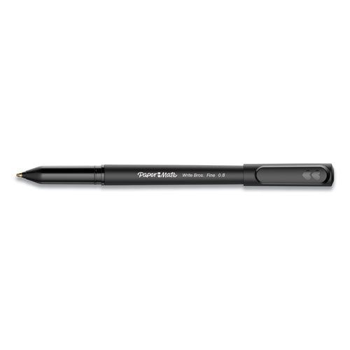 Paper Mate Write Bros. Ballpoint Pen, Stick, Fine 0.8 mm, Black Ink, Black Barrel, Dozen 2124515