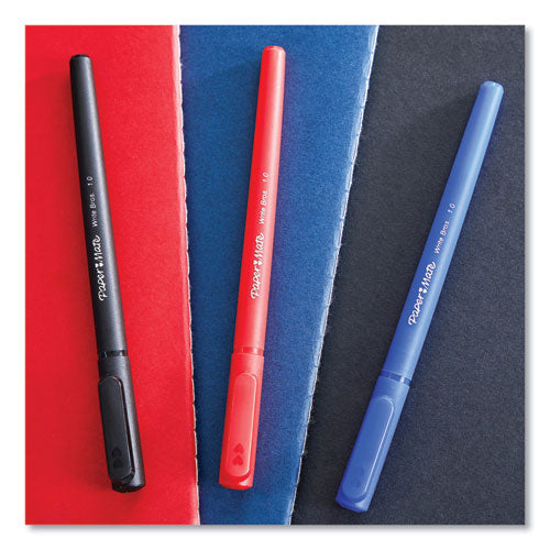 Paper Mate Write Bros. Ballpoint Pen, Stick, Fine 0.8 mm, Black Ink, Black Barrel, Dozen 2124515