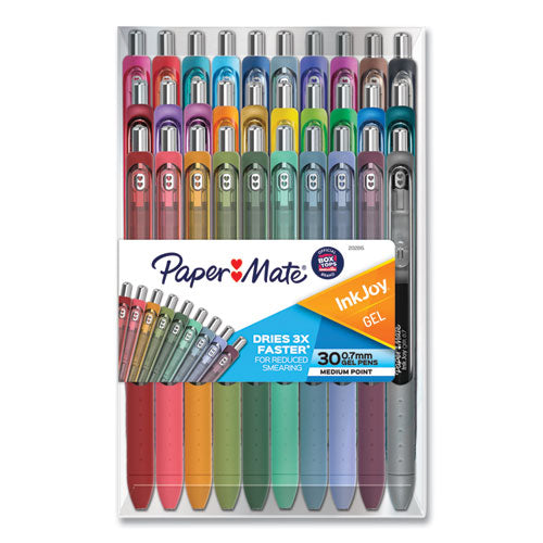 Paper Mate InkJoy Gel Pen, Retractable, Medium 0.7 mm, Assorted Ink and Barrel Colors, 30-Pack 2132015