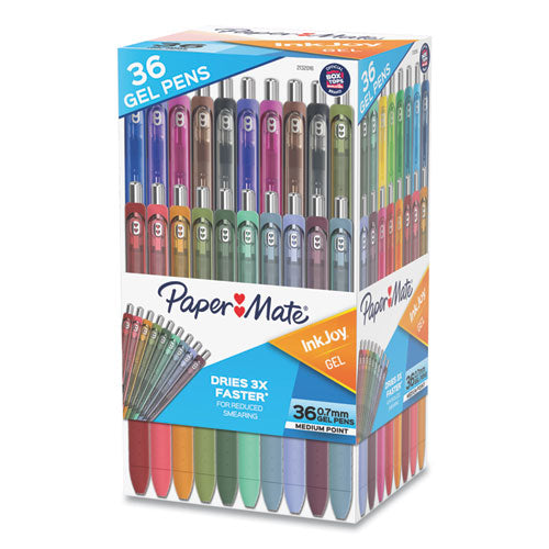 Paper Mate InkJoy Gel Pen, Retractable, Medium 0.7 mm, Assorted Ink and Barrel Colors, 36-Pack 2132016