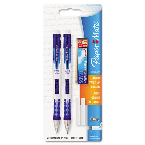 Paper Mate Clear Point Mechanical Pencil, 0.7 mm, HB (#2.5), Black Lead, Randomly Assorted Barrel Colors, 2-Pack 56047PP