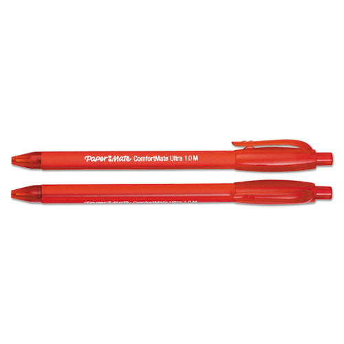 Paper Mate ComfortMate Ultra Retractable Ballpoint Pen Medium Point 1mm Red Ink (12 Count) 6320187
