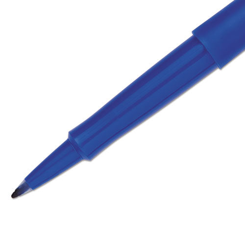 Paper Mate Point Guard Flair Felt Tip Porous Point Pen, Stick, Medium 0.7 mm, Blue Ink, Blue Barrel, Dozen 8410152