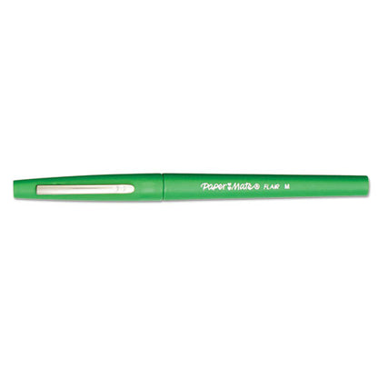Paper Mate Point Guard Flair Felt Tip Porous Point Pen, Stick, Medium 0.7 mm, Green Ink, Green Barrel, Dozen 8440152