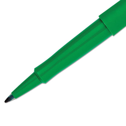 Paper Mate Point Guard Flair Felt Tip Porous Point Pen, Stick, Medium 0.7 mm, Green Ink, Green Barrel, Dozen 8440152