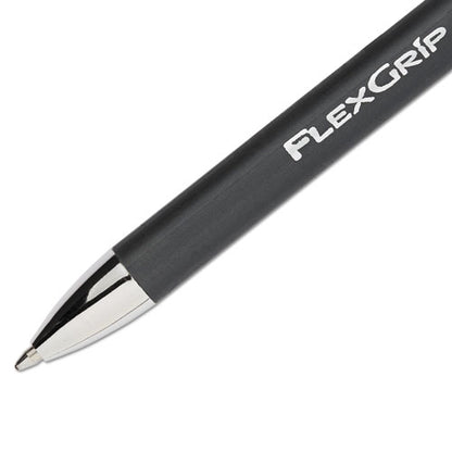 Paper Mate FlexGrip Elite Ballpoint Pen, Retractable, Medium 1 mm, Black Ink, Black Barrel, Dozen 85580
