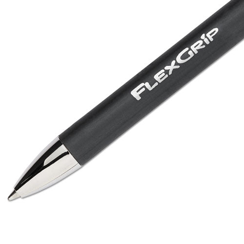 Paper Mate FlexGrip Elite Ballpoint Pen, Retractable, Fine 0.8 mm, Black Ink, Black Barrel, Dozen 85582