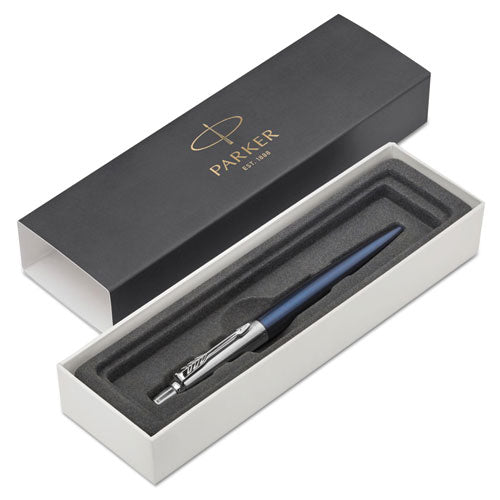 Parker Jotter Ballpoint Pen, Retractable, Medium 1 mm, Blue Ink, Royal Blue-Chrome Barrel 1953186