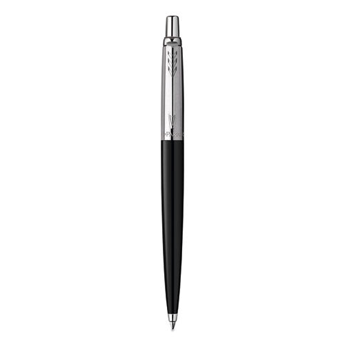 Parker Jotter Ballpoint Pen, Retractable, Medium 0.7 mm, Blue Ink, Black Barrel 2096873