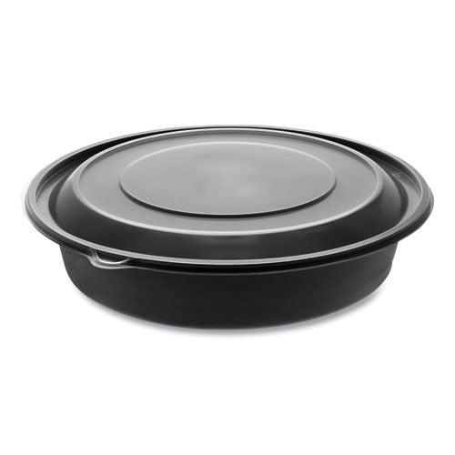 Pactiv EarthChoice MealMaster Bowls with Lids, 48 oz, 10.13" Diameter x 2.13"h, 1-Compartment, Black-Clear, 150-Carton 0CN80948CSTC