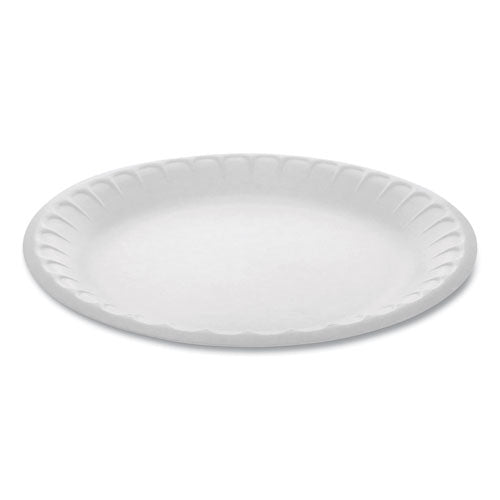 Pactiv Unlaminated Foam Dinnerware, Plate, 9" dia, White, 500-Carton 0TH100090000
