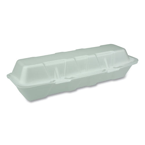 Pactiv Foam Hinged Lid Containers, Dual Tab Lock Hoagie, 13 x 4 x 4, White, 250-Carton 0TH1X267000Y