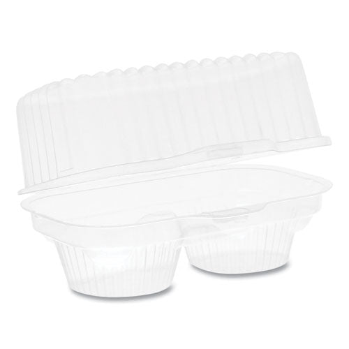Pactiv ClearView Bakery Cupcake Container, 2-Compartment, 6.75 x 4 x 4, Clear, 100-Carton 000000000000002002