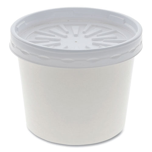 Pactiv Paper Round Food Container and Lid Combo, 12 oz, 3.75" Diameter x 3h", White, 250-Carton D12RBLD