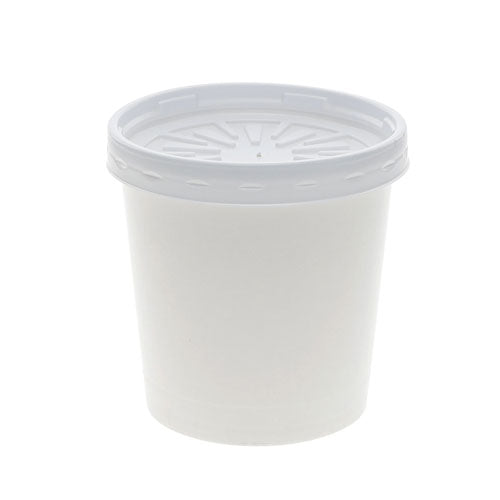Pactiv Paper Round Food Container and Lid Combo, 16 oz, 3.75" Diameter x 3.88h", White, 250-Carton D16RBLD