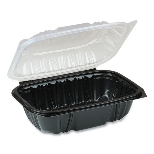 Pactiv EarthChoice Dual Color Hinged-Lid Takeout Container, 34 oz, 9 x 6 x 3, 1-Compartment, Black-Clear, 140-Carton DC961000B000