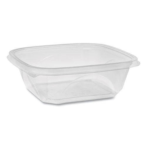 Pactiv EarthChoice Recycled PET Square Base Salad Containers, 32 oz, 7 x 7 x 2, Clear, 300-Carton SAC0732