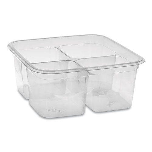 Pactiv EarthChoice PET Container Bases, 4-Compartment, 32 oz, 6.13 x 6.13 x 2.61, Clear, 360-Carton Y6S324C