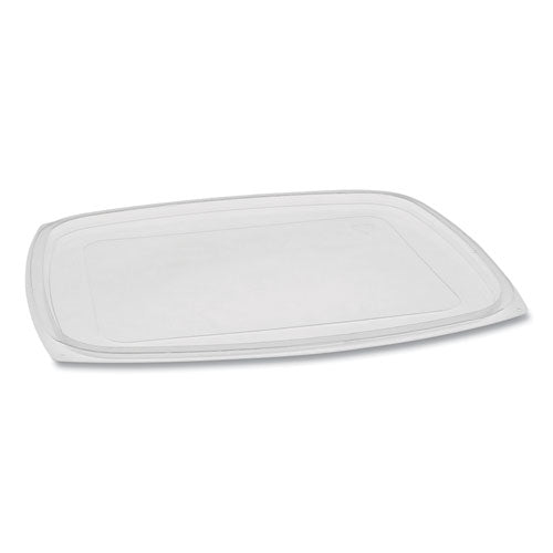 Pactiv Showcase Deli Container Lid, Flat Lid For 3-Compartment 48-64 oz Containers, 9 x 7.38 x 0.19, Clear, 220-Carton YCI853000000
