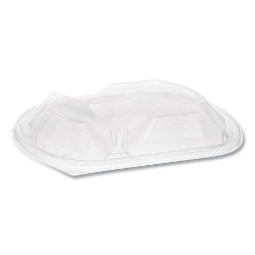 Pactiv ClearView MealMaster Lids with Fog Gard Coating, Large 2-Compartment Dome Lid, 9.38 x 8 x 1.25, Clear, 252-Carton YCN8467H00D0