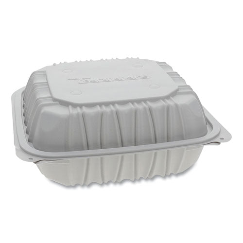 Pactiv Vented Microwavable Hinged-Lid Takeout Container, 8.5 x 8.5 x 3.1, White, 146-Carton YCNW0851