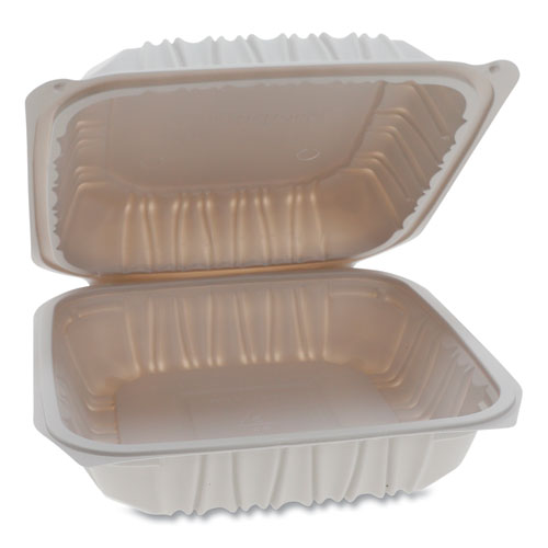 Pactiv Vented Microwavable Hinged-Lid Takeout Container, 8.5 x 8.5 x 3.1, White, 146-Carton YCNW0851