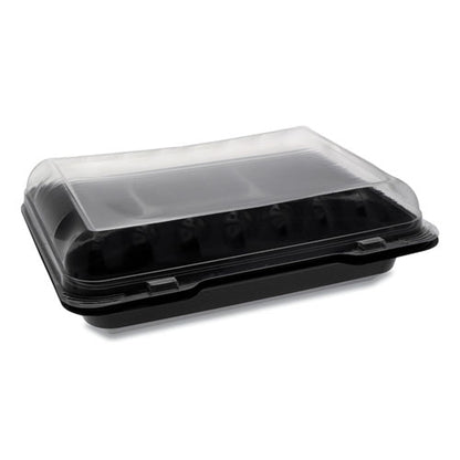 Pactiv ClearView SmartLock Dual Color Hinged Lid Containers, 4-Compartment, 10.75 x 8 x 3.25, Black Base-Clear Top, 125-Carton YEH891140000