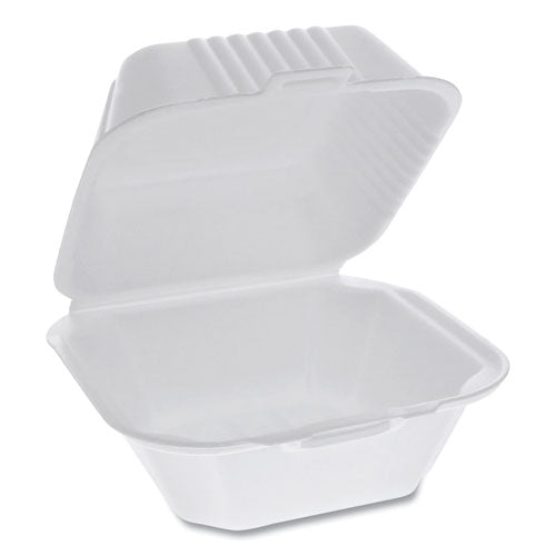 Pactiv Foam Hinged Lid Containers, Sandwich, 5.75 x 5.75 x 3.25, White, 504-Carton YHLW06000000