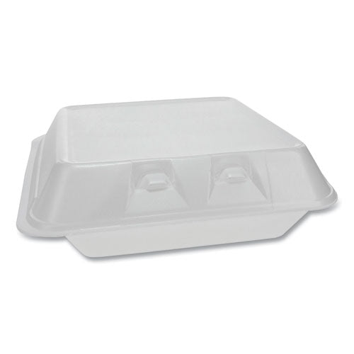Pactiv SmartLock Foam Hinged Containers, Large, 3-Compartment, 9 x 9.25 x 3.25, White, 150-Carton YHLW09030000