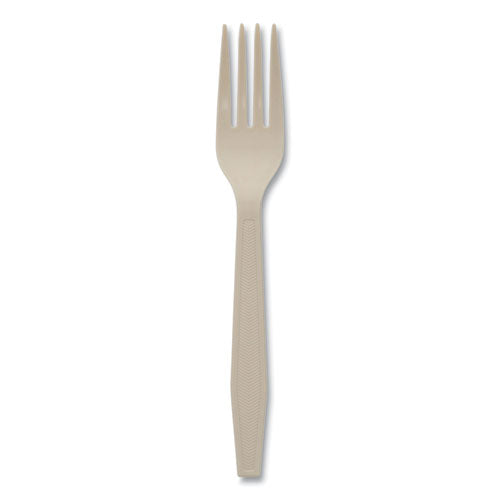 Pactiv EarthChoice PSM Cutlery, Heavyweight, Fork, 6.88", Tan, 1,000-Carton YPSMFTEC