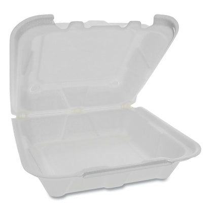 Pactiv Foam Hinged Lid Containers, Dual Tab Lock, 8.42 x 8.15 x 3, White, 150-Carton YTD188010000