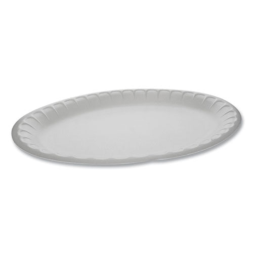 Pactiv Unlaminated Foam Dinnerware, Platter, Oval, 11.5 x 8.5, White, 500-Carton YTH100430000