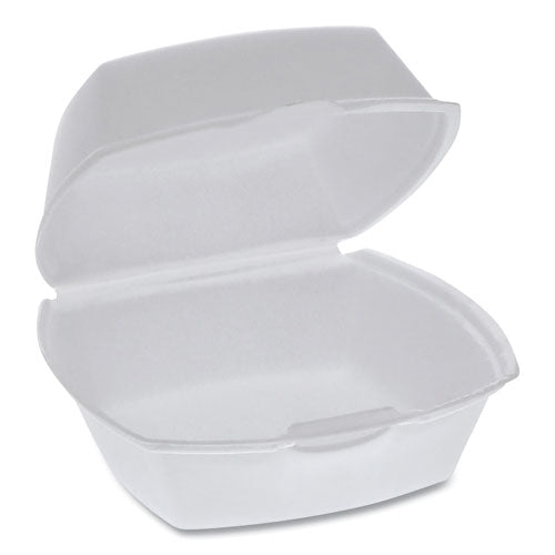 Pactiv Foam Hinged Lid Containers, Single Tab Lock, 5.13 x 5.13 x 2.5, White, 500-Carton YTH100790000