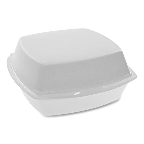 Pactiv Foam Hinged Lid Containers, Single Tab Lock, 6.38 x 6.38 x 3, White, 500-Carton YTH100800000