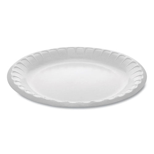 Pactiv Laminated Foam Dinnerware, Plate, 8.88" dia, White, 500-Carton YTK100090000