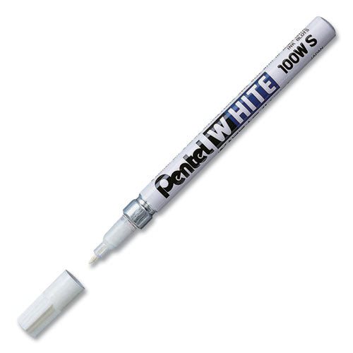 Pentel White Permanent Marker, Fine Bullet Tip, White 100WS