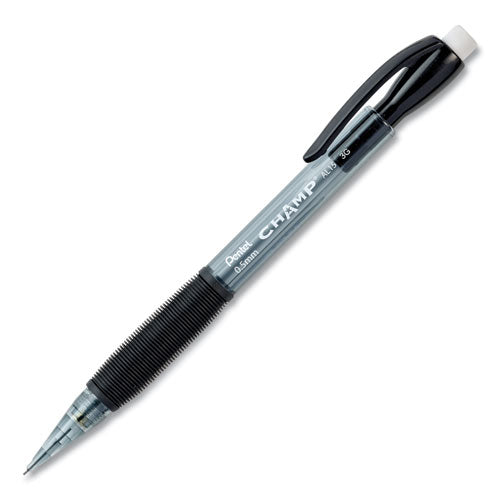 Pentel Champ Mechanical Pencil, 0.5 mm, HB (#2.5), Black Lead, Translucent Gray Barrel, Dozen AL15A