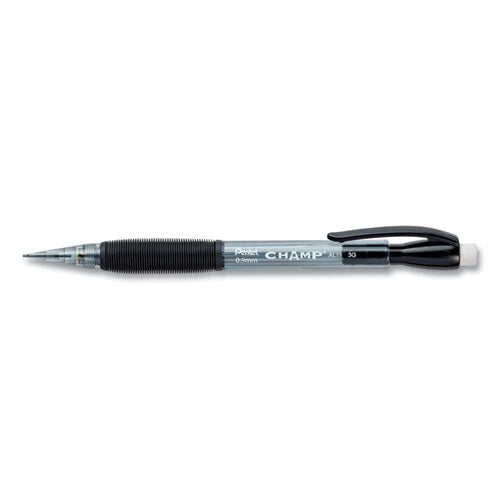 Pentel Champ Mechanical Pencil, 0.9 mm, HB (#2.5), Black Lead, Translucent Black Barrel, Dozen AL19A