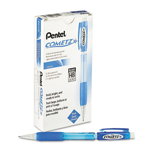 Pentel Cometz Mechanical Pencil, 0.9 mm, HB (#2.5), Black Lead, Blue Barrel, Dozen AX119C