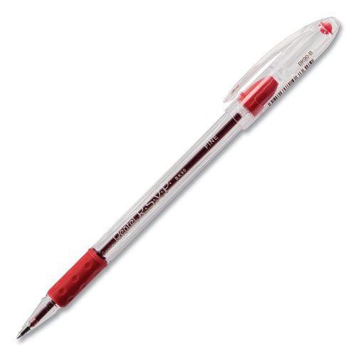 Pentel R.S.V.P. Ballpoint Pen, Stick, Fine 0.7 mm, Red Ink, Clear-Red Barrel, Dozen BK90B