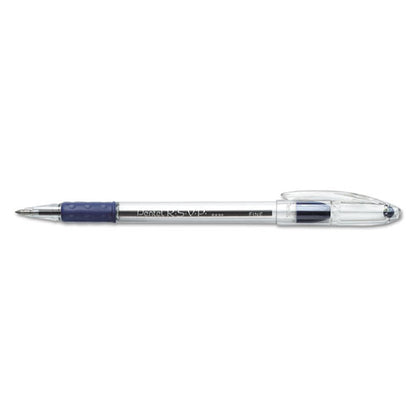 Pentel R.S.V.P. Ballpoint Pen, Stick, Fine 0.7 mm, Blue Ink, Clear-Blue Barrel, Dozen BK90C