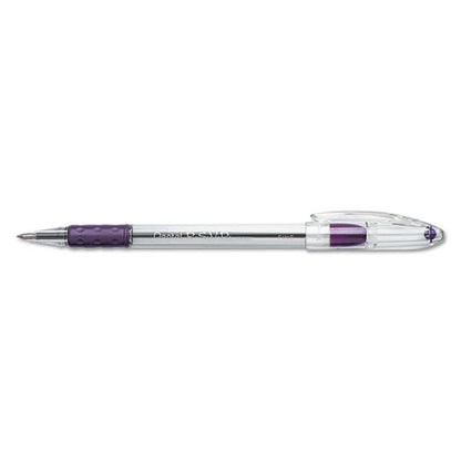 Pentel R.S.V.P. Ballpoint Pen, Stick, Fine 0.7 mm, Violet Ink, Clear-Violet Barrel, Dozen BK90V