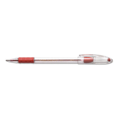 Pentel R.S.V.P. Ballpoint Pen, Stick, Medium 1 mm, Red Ink, Clear-Red Barrel, Dozen BK91B