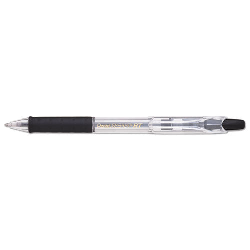 Pentel R.S.V.P. RT Ballpoint Pen, Retractable, Medium 1 mm, Black Ink, Clear Barrel, Dozen BK93-A